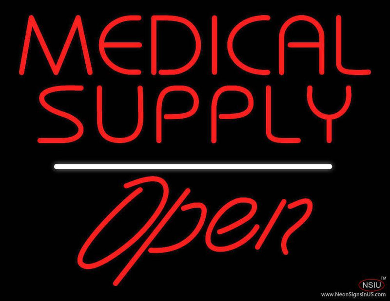 Medical Supply Open White Line Handmade Art Neon Sign