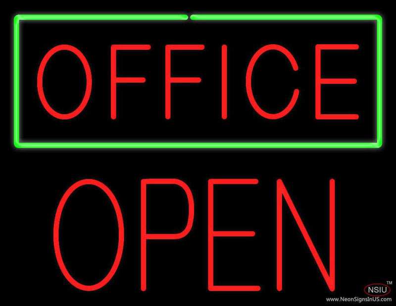 Red Office Green Border Block Open Real Neon Glass Tube Neon Sign