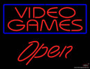 Video Games Blue Border Open Handmade Art Neon Sign