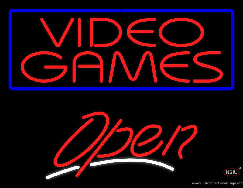 Red Video Games Open Handmade Art Neon Sign