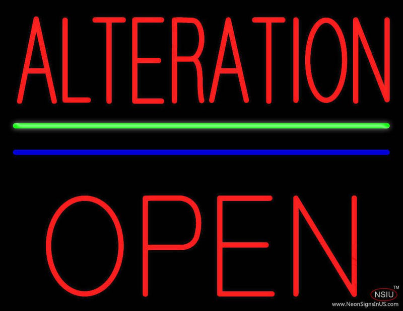 Red Alteration Block Open Real Neon Glass Tube Neon Sign