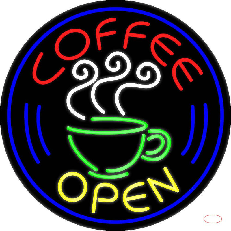 Round Coffee Open Real Neon Glass Tube Neon Sign