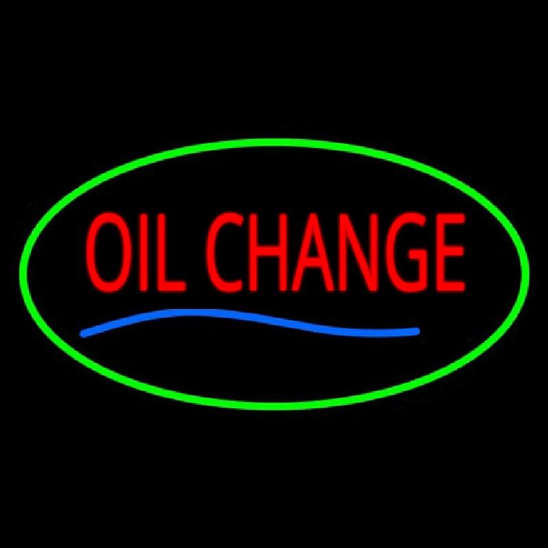 Oil Change Green Oval Handmade Art Neon Sign