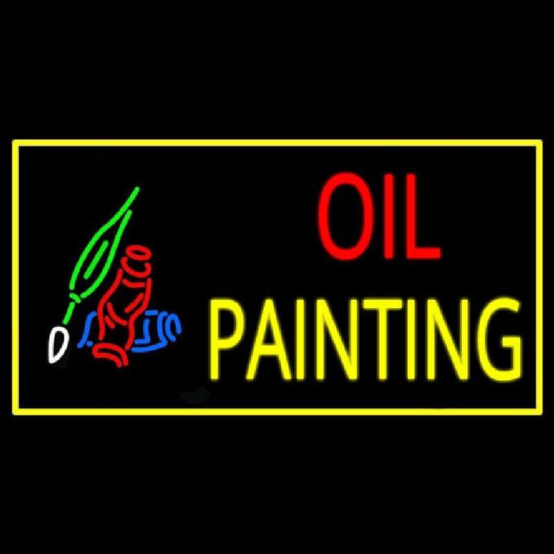 Oil Painting With Logo With Border Handmade Art Neon Sign