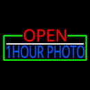 Open 1 Hour Photo With Green Border Handmade Art Neon Sign