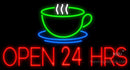 Open 24 Hours Coffee Cup Neon Sign