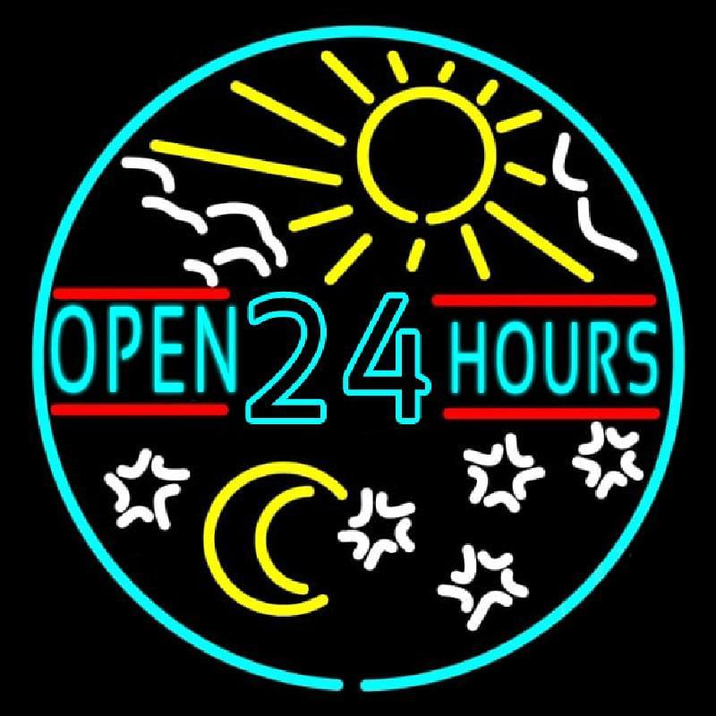 Open 24 Hours Handmade Art Neon Sign
