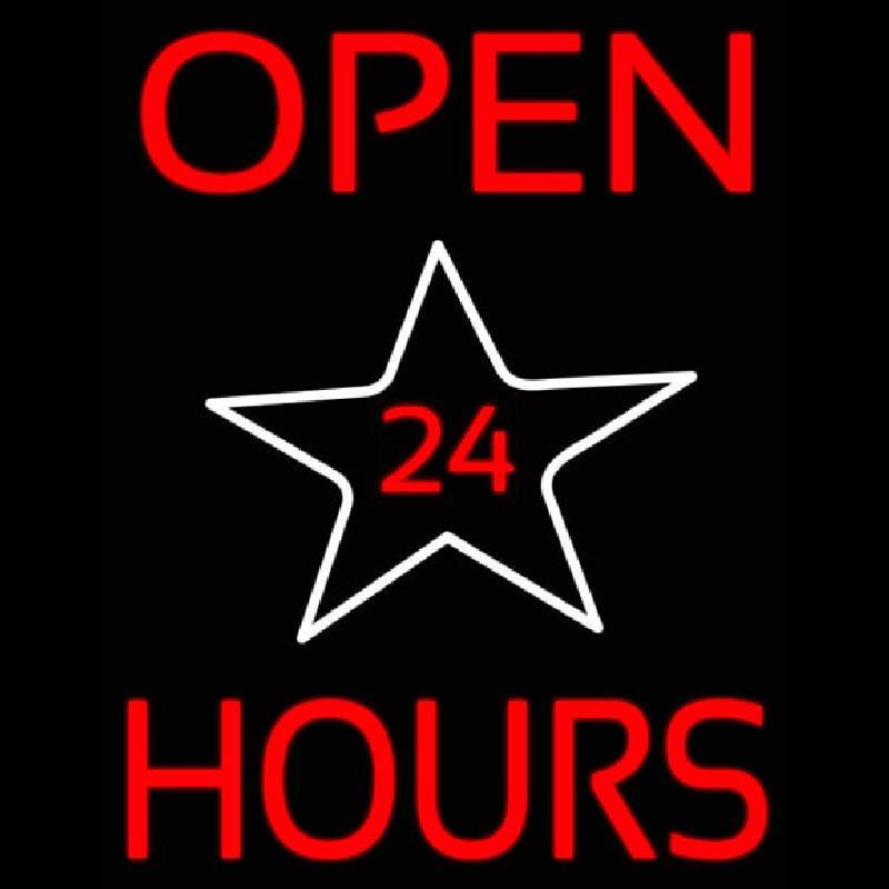 Open 24 Hours Star Handmade Art Neon Sign