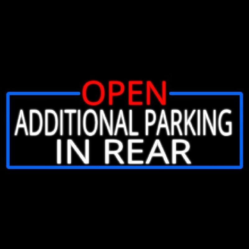 Open Additional Parking In Rear With Blue Border Handmade Art Neon Sign