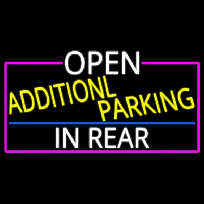 Open Additional Parking In Rear With Pink Border Handmade Art Neon Sign