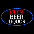 Open Beer Liquor Oval With Blue Border Handmade Art Neon Sign