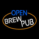 Open Brew Pub Oval With Orange Border Handmade Art Neon Sign