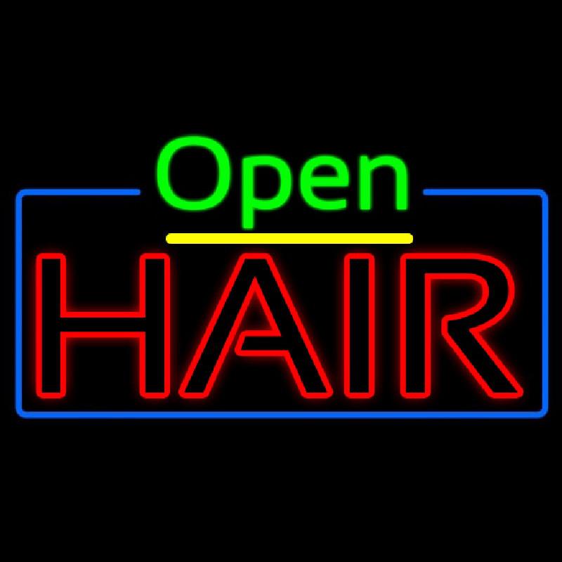 Open Double Stroke Hair Handmade Art Neon Sign