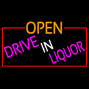 Open Drive In Liquor With Red Border Handmade Art Neon Sign