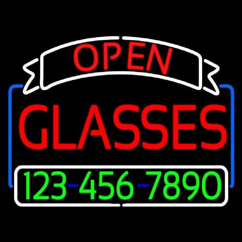 Open Glasses With Number Handmade Art Neon Sign