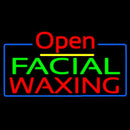 Open Green Red Facial Waxing Blue Border Handmade Art Neon Sign
