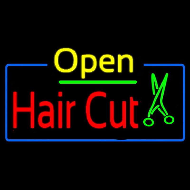 Open Hair Cut With Scissor Handmade Art Neon Sign