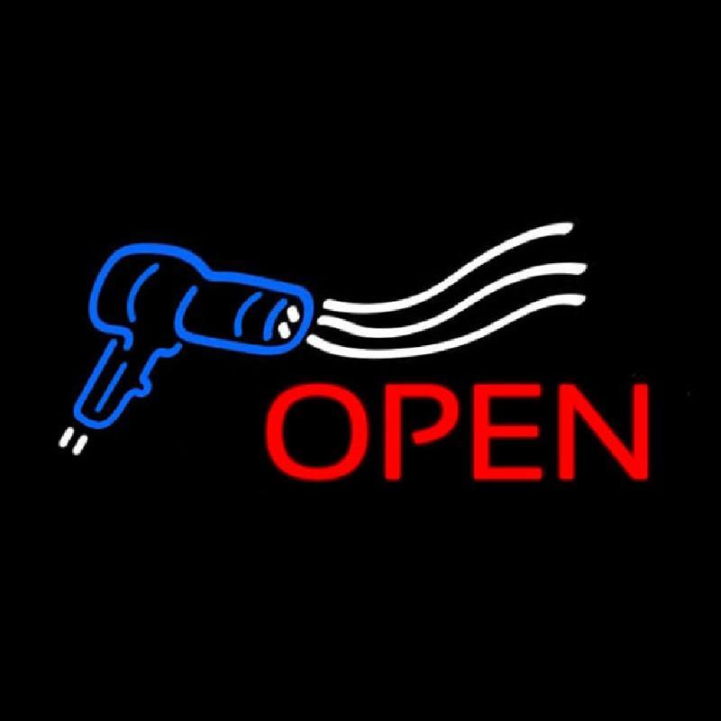 Open Hair Dryer Logo Handmade Art Neon Sign