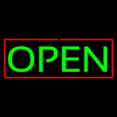 Open Horizontal Green Letters With Red Border Handmade Art Neon Sign