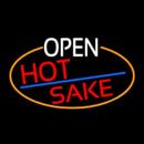 Open Hot Sake Oval With Orange Border Handmade Art Neon Sign