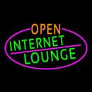 Open Internet Lounge Oval With Pink Border Handmade Art Neon Sign