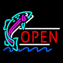Open Jumping Fish Handmade Art Neon Sign