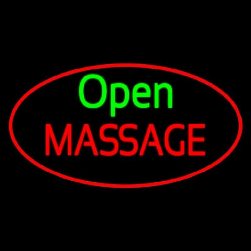 Open Massage Oval Red Handmade Art Neon Sign
