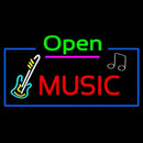 Open Music With Guitar Logo Handmade Art Neon Sign