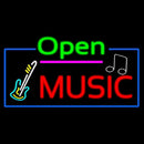 Open Music With Guitar Logo Handmade Art Neon Sign