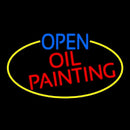 Open Oil Painting Oval With Yellow Border Handmade Art Neon Sign