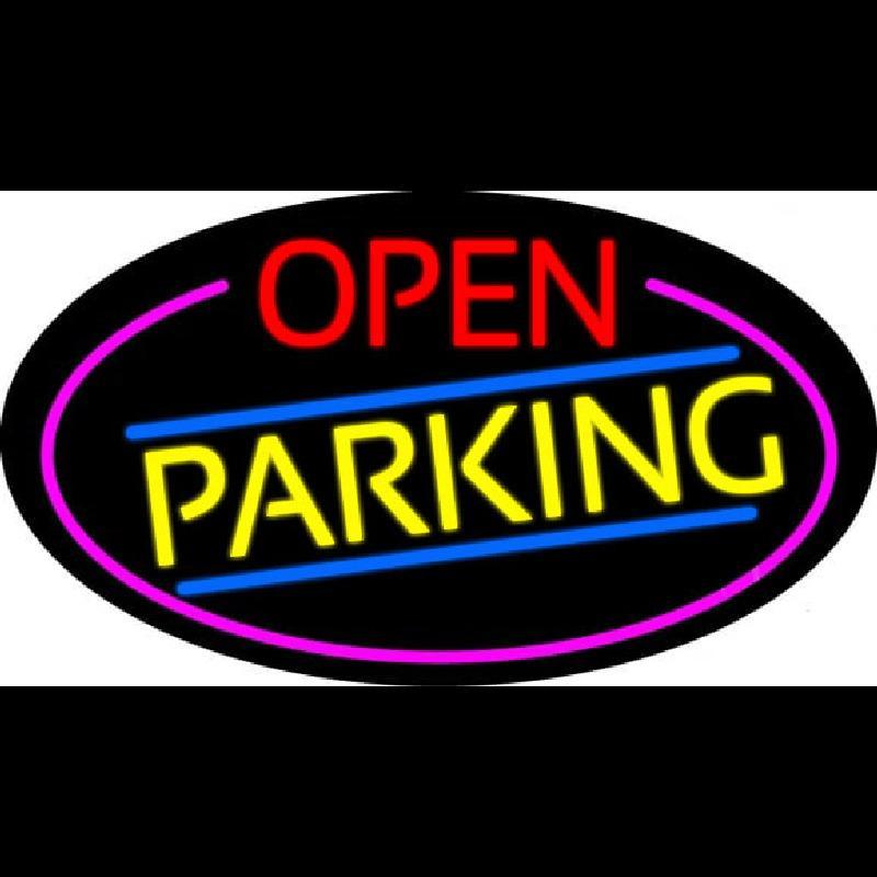 Open Parking Oval With Pink Border Handmade Art Neon Sign