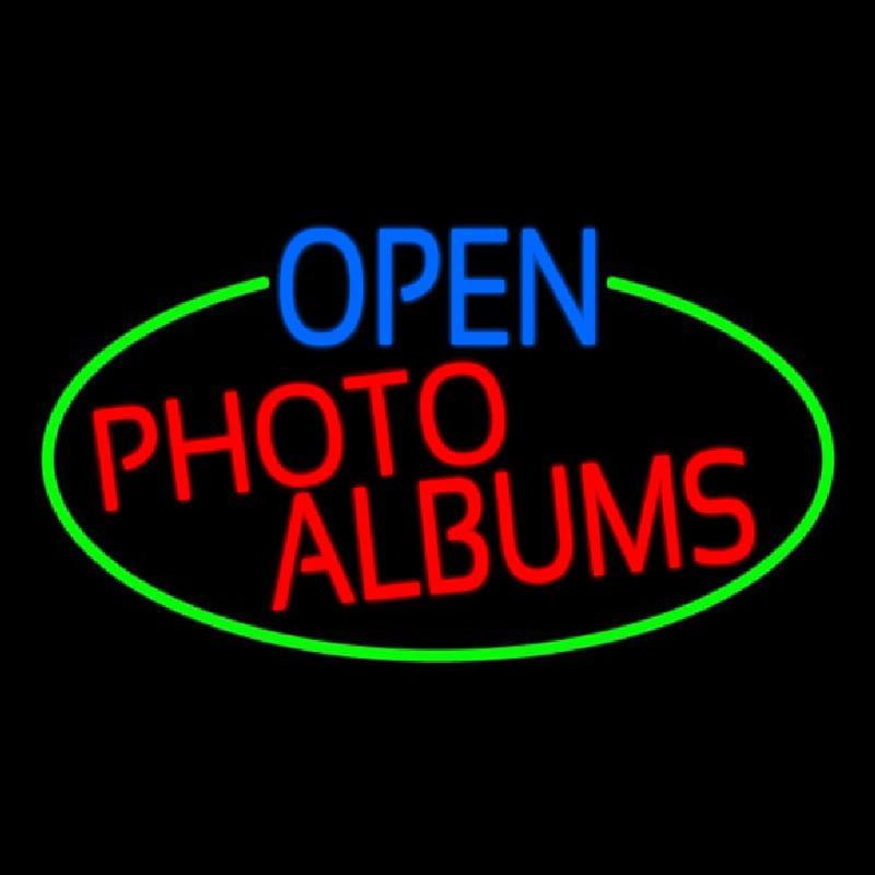 Open Photo Albums Oval With Green Border Handmade Art Neon Sign