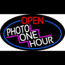 Open Photo One Hour Oval With Red Border Handmade Art Neon Sign