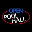 Open Pool Hall Oval With Red Border Handmade Art Neon Sign