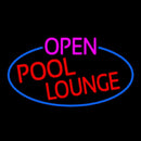 Open Pool Lounge Oval With Blue Border Handmade Art Neon Sign