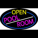 Open Pool Room Oval With Blue Border Handmade Art Neon Sign