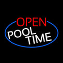 Open Pool Time Oval With Blue Border Handmade Art Neon Sign