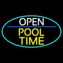 Open Pool Time Oval With Turquoise Border Handmade Art Neon Sign