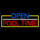 Open Pool Time With Yellow Border Handmade Art Neon Sign
