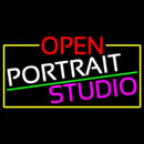 Open Portrait Studio With Yellow Border Handmade Art Neon Sign