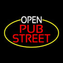 Open Pub Street Oval With Yellow Border Handmade Art Neon Sign