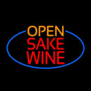 Open Sake Wine Oval With Blue Border Handmade Art Neon Sign