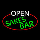 Open Sakes Bar Oval With Red Border Handmade Art Neon Sign