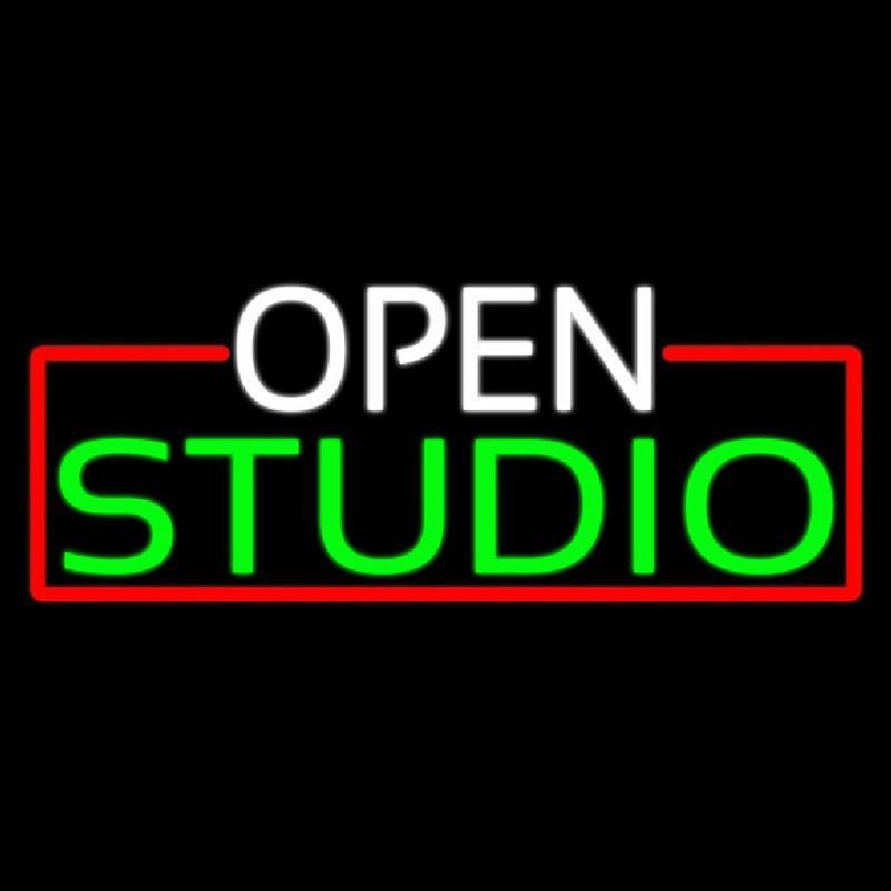 Open Studio With Red Border Handmade Art Neon Sign