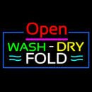 Open Wash Dry Fold Blue Border Handmade Art Neon Sign