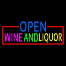 Open Wine And Liquor With Red Border Handmade Art Neon Sign