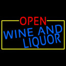 Open Wine And Liquor With Yellow Border Handmade Art Neon Sign