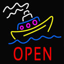 Open With Boat Handmade Art Neon Sign