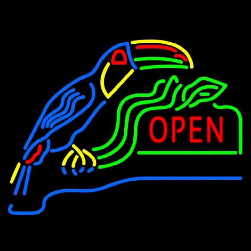 Open With Parrot Handmade Art Neon Sign