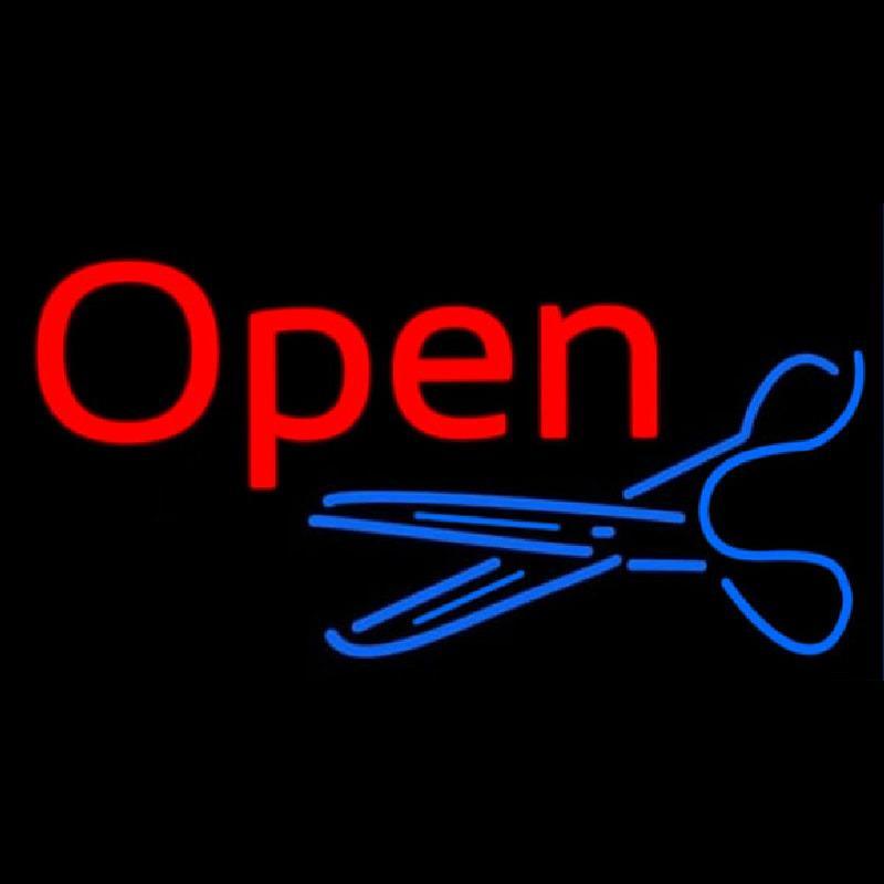 Open With Scissor Logo Handmade Art Neon Sign